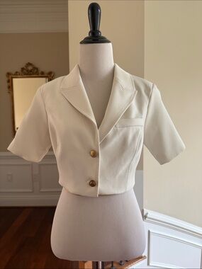 Aqua white button down crop top!